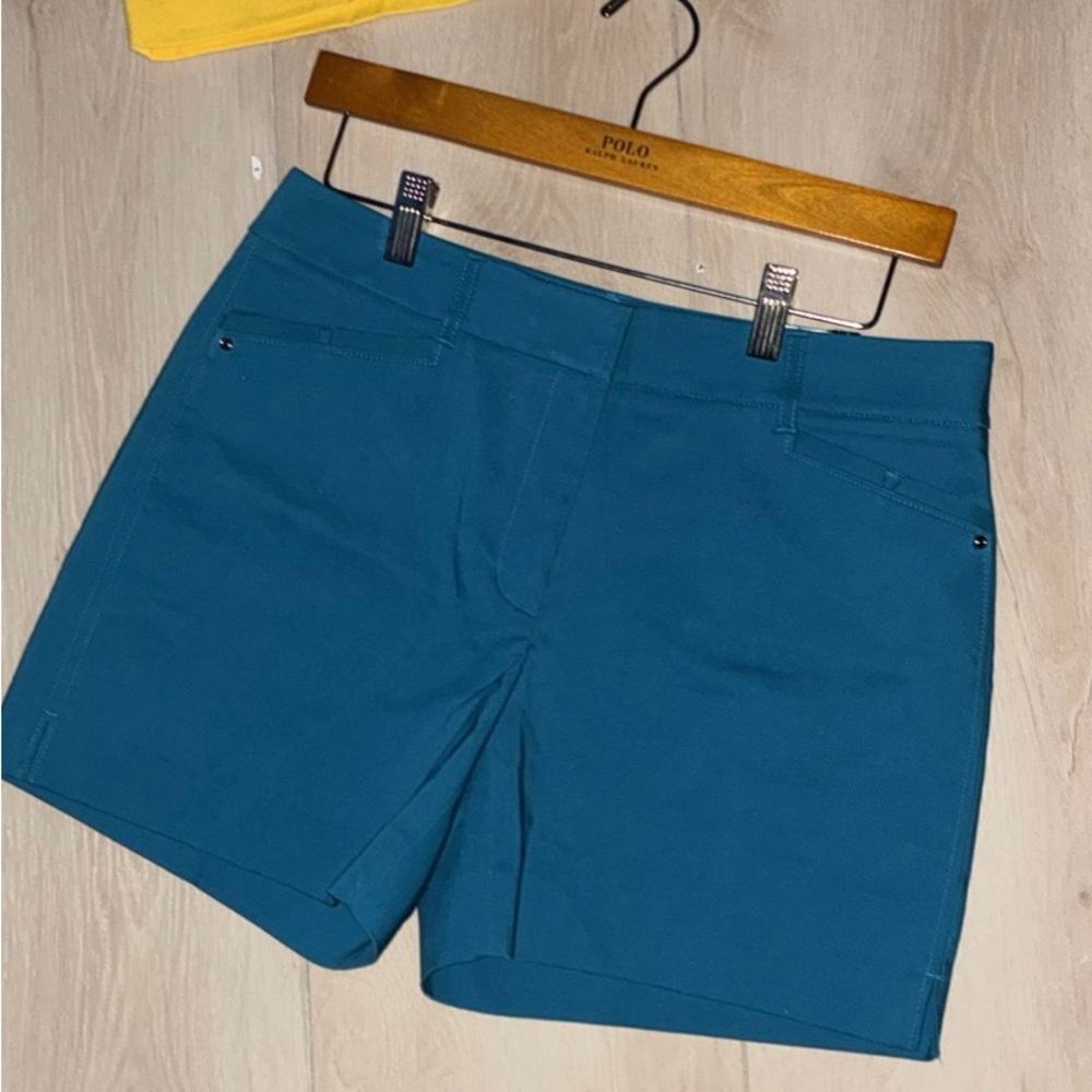 White House Black Market Teal High-Rise Stretch Shorts